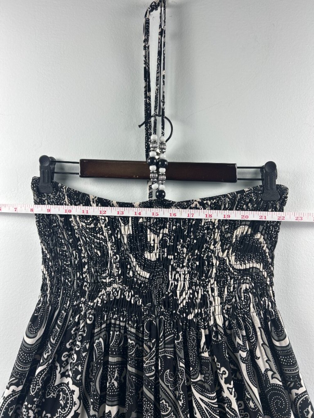 Jennifer Lauren Black & White Halter Paisley Print Smocked Mini Sundress XXL - Picture 3 of 4